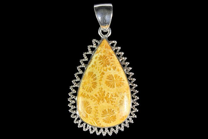 Million Year Old Fossil Coral Pendant - Sterling Silver #142279